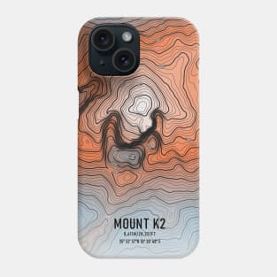 Mount K2 Topographic Map Phone Case