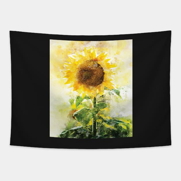 SunFlower Watercolor Tapestry by pavelrmata