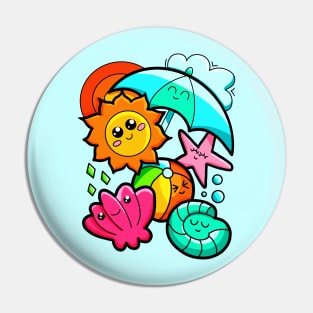 Summer Vibes Doodle Art Pin