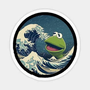 kermit at great wave Magnet