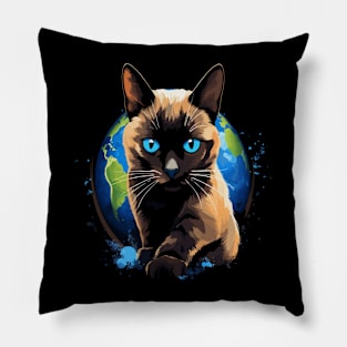 Siamese Cat Earth Day Pillow