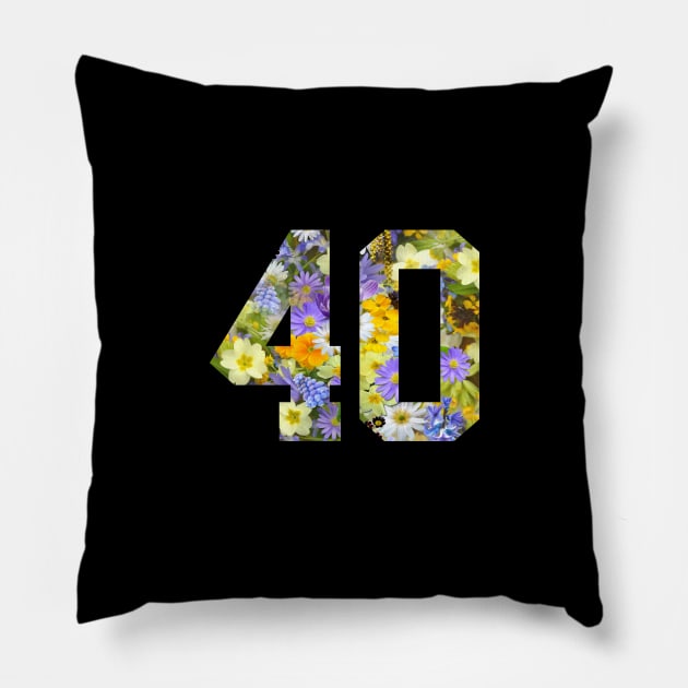 Floral Number 40 Pillow by Eric Okore