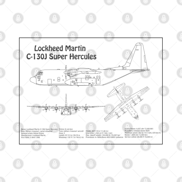 C-130 Hercules - Airplane Blueprint -  BD by SPJE Illustration Photography