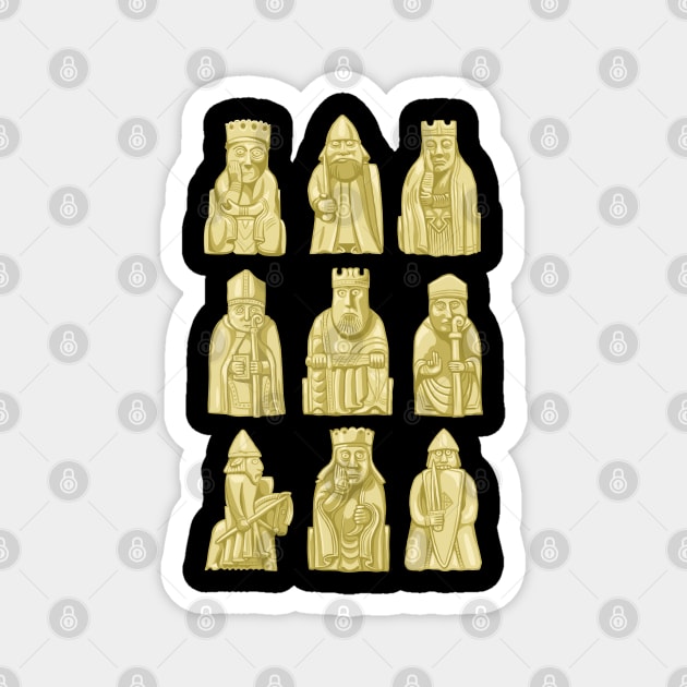 Lewis Chessmen Magnet by Mackaycartoons