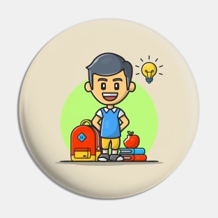 Back to School Cartoon Vector Icon Illustration Pin