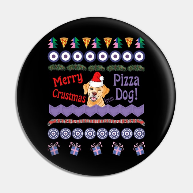 Pizza Dog Santa - Ugly Sweater X Pin by LopGraphiX