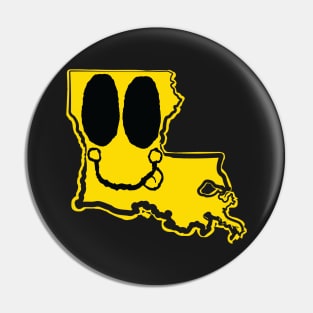 Louisiana Happy Face with tongue sticking out Pin