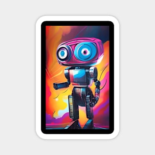 Cute Retro Robot Art - RA334 - Colorful Vintage Robots Magnet