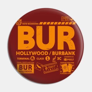 Vintage Hollywood Burbank BUR Airport Code Travel Day Retro Travel Tag California Pin