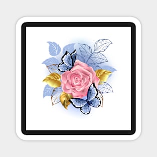 Pink Roses with Butterflies Magnet