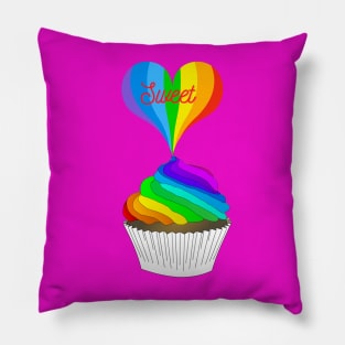 Cupcake Rainbow Sweet Heart Pillow