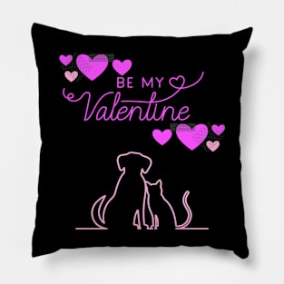 Be My Valentine Dog and Cat, Romance, Romantic Valentines Pillow