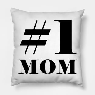 #1 Mom Number One Bold Black Pillow