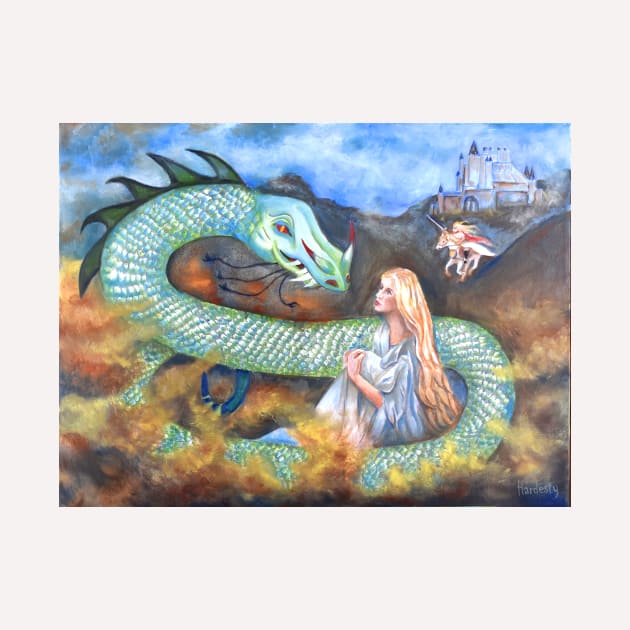 Dragon serpent and maiden warrior woman by Fantasyart123