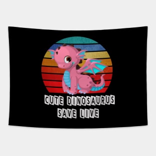 Cute Dino Save Live Tapestry