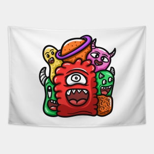 Monster Character Doodle Art Tapestry