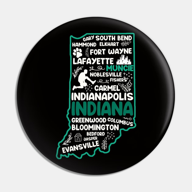 Muncie Indiana cute map Fort Wayne, Evansville, Carmel, South Bend