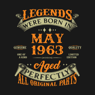 60th Birthday Gift Legends Born In May 1963 60 Years Old T-Shirt