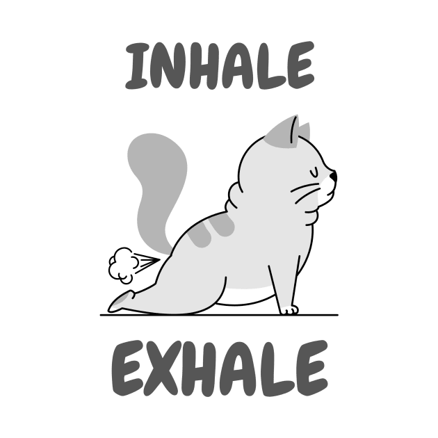 Funny Inhale Exhale yoga cat by Motivation King