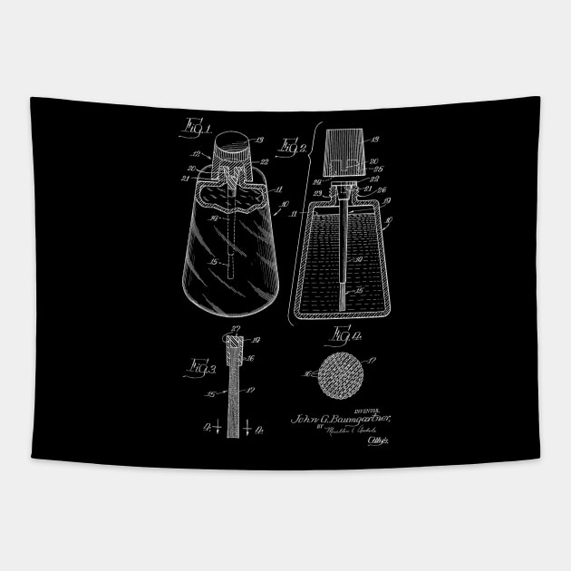 Nail Polish Applicator Vintage Patent Hand Drawing Tapestry by TheYoungDesigns