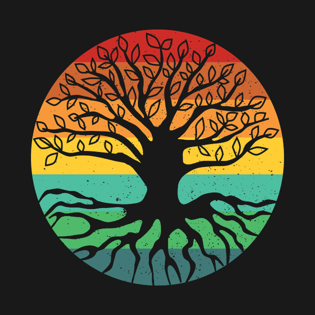 Retro Sunset tree of life by Dynasty Arts