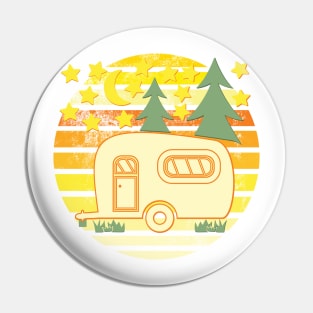 Camper Travel Trailer Sunset Trees and Stars Pin