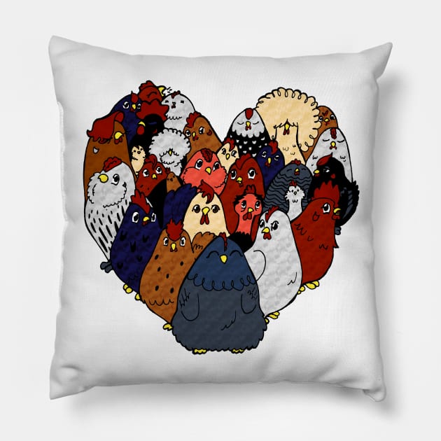 Chicken Love Pillow by LyddieDoodles