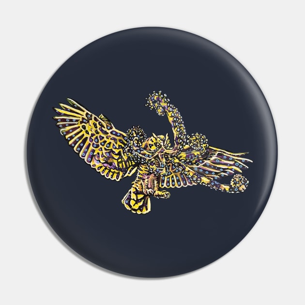 Blue Ring Owl Pin by RaLiz