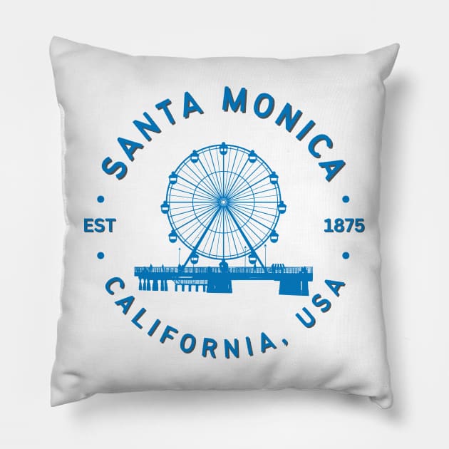 Santa monica, California Pillow by Wolfy's Studio