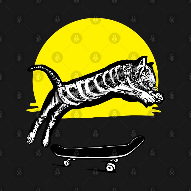 Skeleton Tiger Skateboarding by DeathAnarchy