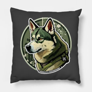 Siberian Husky Camouflage Motif Pillow