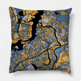 Ottawa Map Pattern in Blue & Gold Pillow