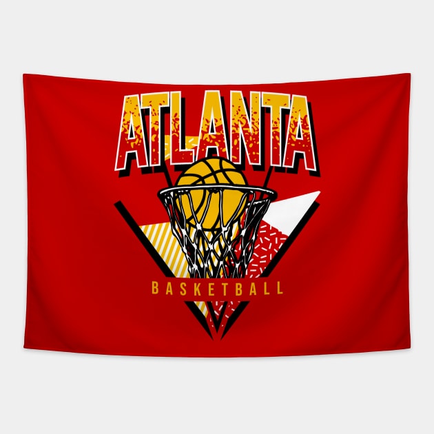 Atlanta Basketball 90s Throwback Tapestry by funandgames