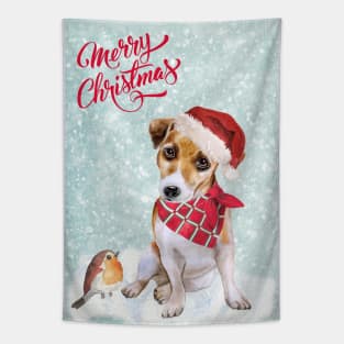 Jack Russell Terrier Merry Christmas Santa Dog Tapestry