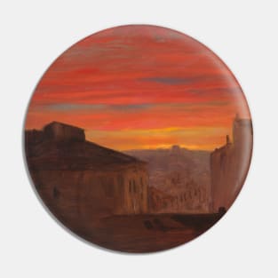 Rooftops at Sunset from the Pincio, Rome by Frederic Edwin Church Pin