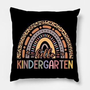 Hello Kindergarten Leopard Rainbow Back To School Pillow