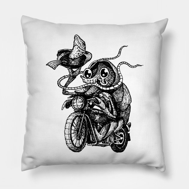 Mr. Salomon Shrimbiker Pillow by algestraart