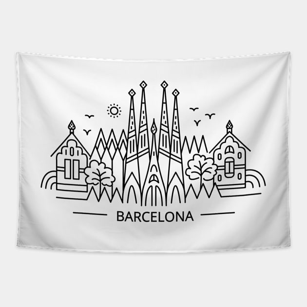 Barcelona line art Tapestry by ziryna