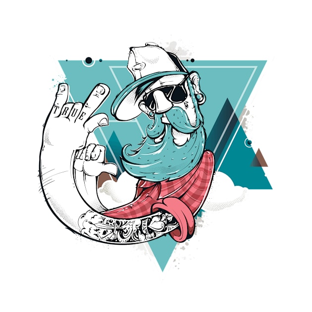 Hipster with Tattoos and Sunglasses in Flannel Shirt by bluerockproducts