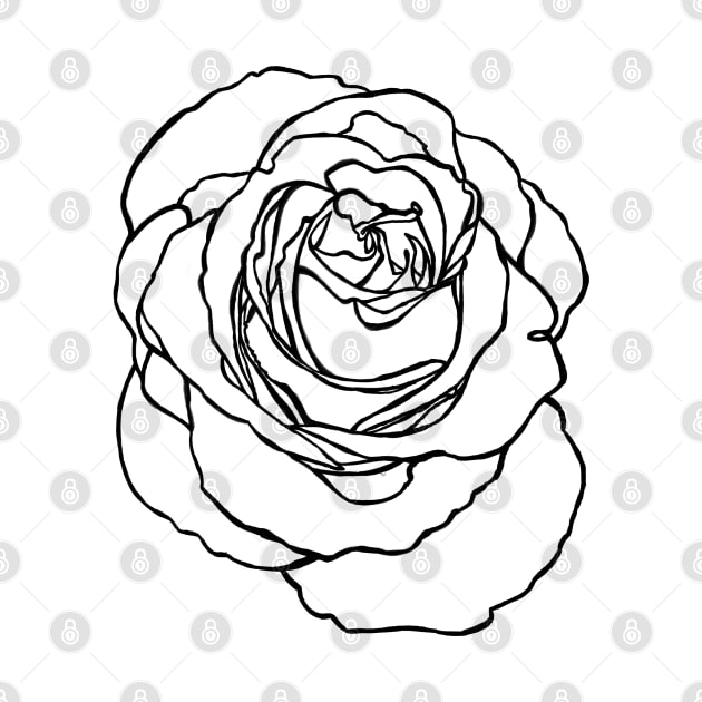 Rose Flower Outline Line Art by badlydrawnbabe