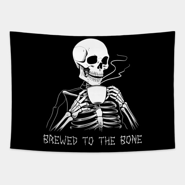 Funny Skeleton Goth Men Women Funny Halloween Coffee Tapestry by KsuAnn