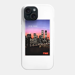 NEW YORK Nightfall Skyline Airplane Vintage Travel Phone Case