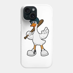 Duck at Baseball with Baseball racket & Helmet Phone Case