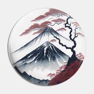 Serene Mount Fuji Sunset - Peaceful River Scenery Pin