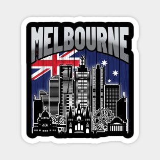 Melbourne Australia Skyline Vintage Australian Flag Magnet