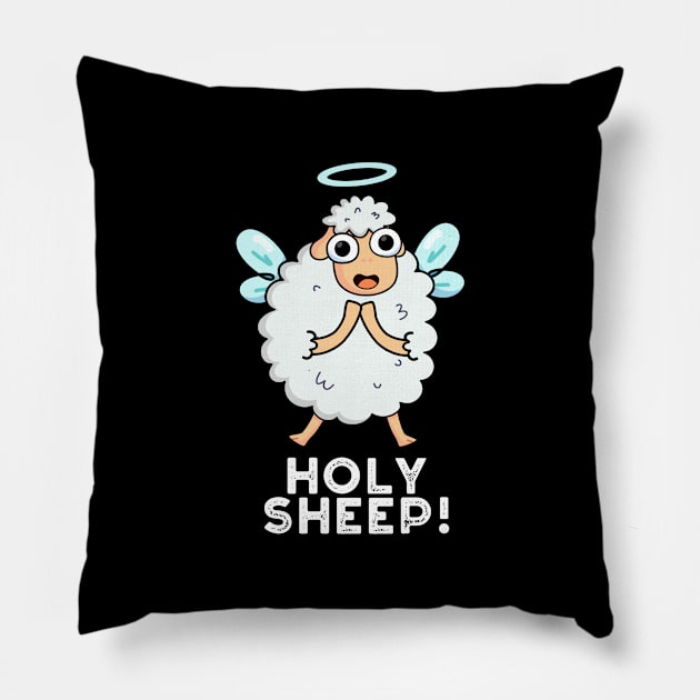 Holy Sheep Cute Animal Pun Pillow by punnybone