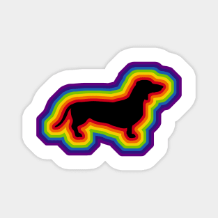 LGBTQ+ rainbow dachshund dog silhouette Magnet