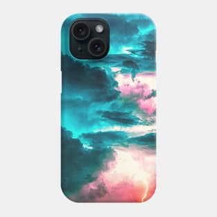 Turquoise Sky And Pink Clouds Storm Phone Case