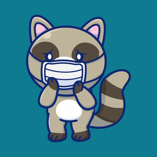 Cute Raccoon Wearing Mask Cartoon by Catalyst Labs