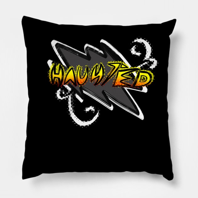 Haunted Text Quote Saying Halloween Trick Or Treat Graphic Illustration Novelty Pillow by MaystarUniverse